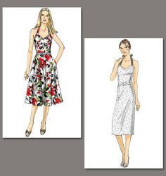 8725 EZ VOG STRAPPY HALTER SLIM= FLARE DRESS PATTERN 8-14 A=D